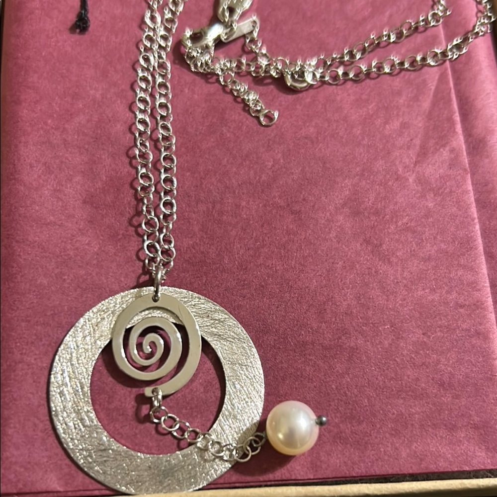 Frederic Duclos Silver Necklace with Pearl Accent - Picture 3 of 3